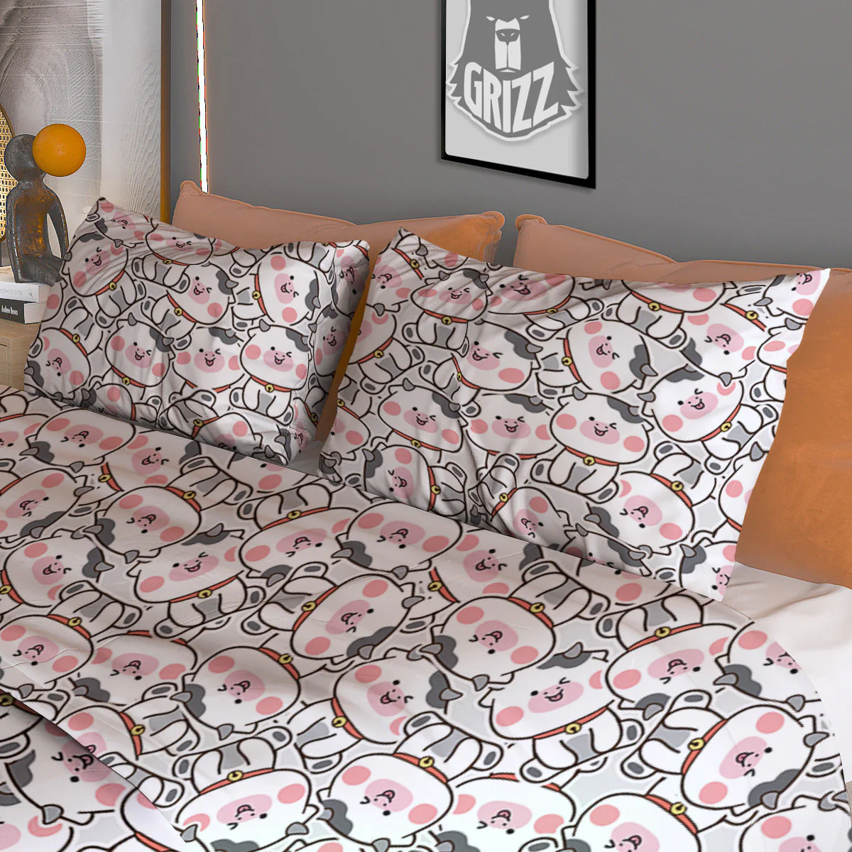 Smiley Cow Cute Print Pattern Duvet Cover Bedding Set - Image 3
