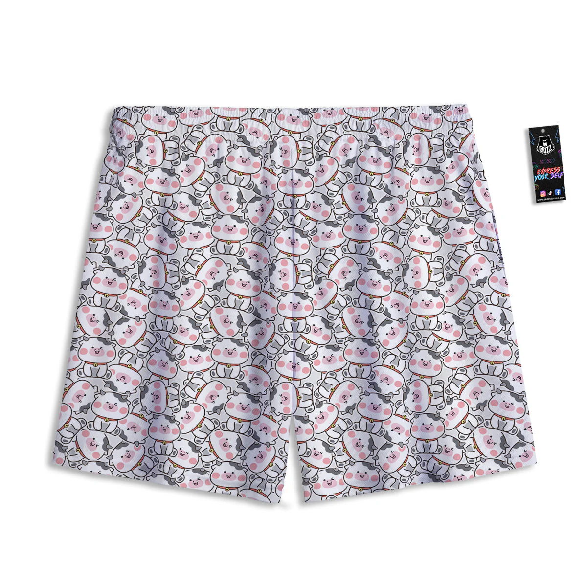 Smiley Cow Cute Print Pattern Mesh Shorts - Image 2
