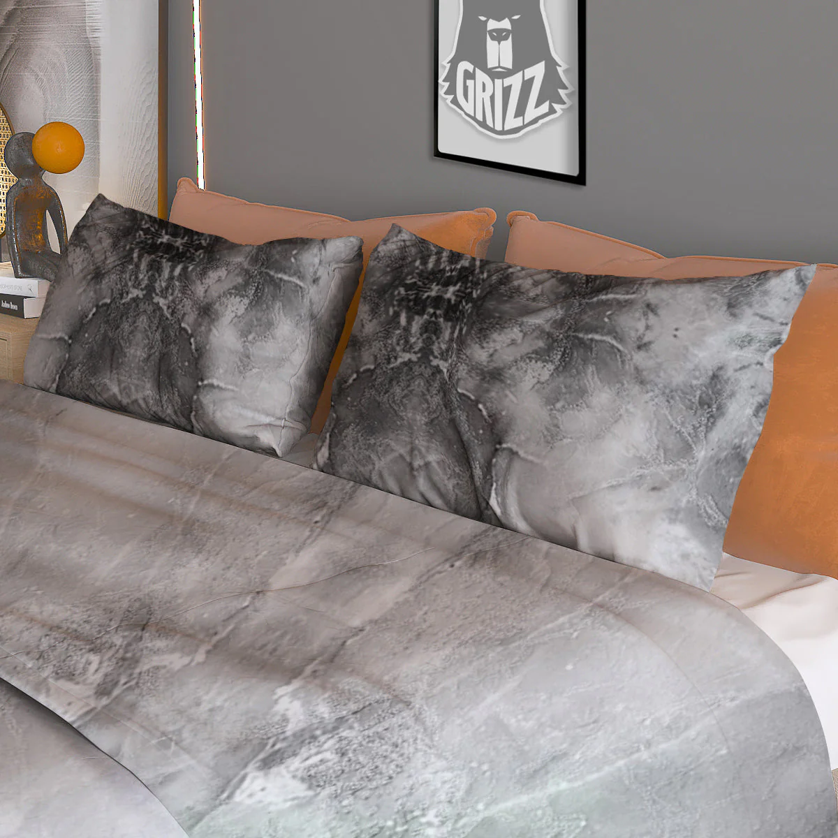 Smoke Marble White Grey Print Pattern Duvet Cover Bedding Set - Image 3