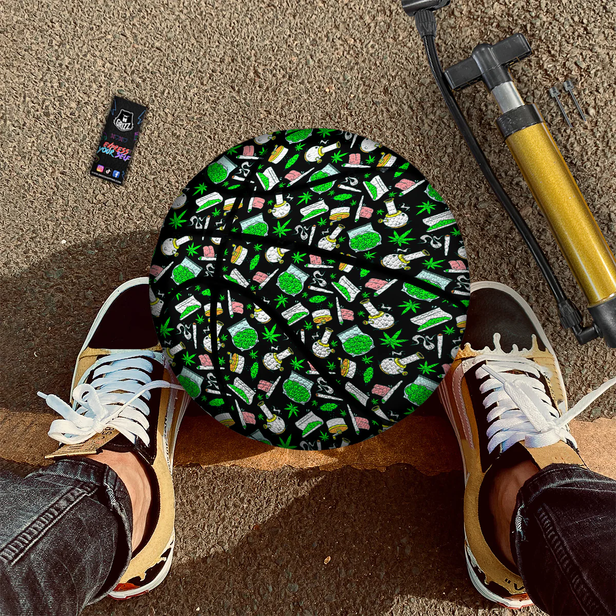 Smoke Weed Green Neon Print Pattern Basketball - Image 2