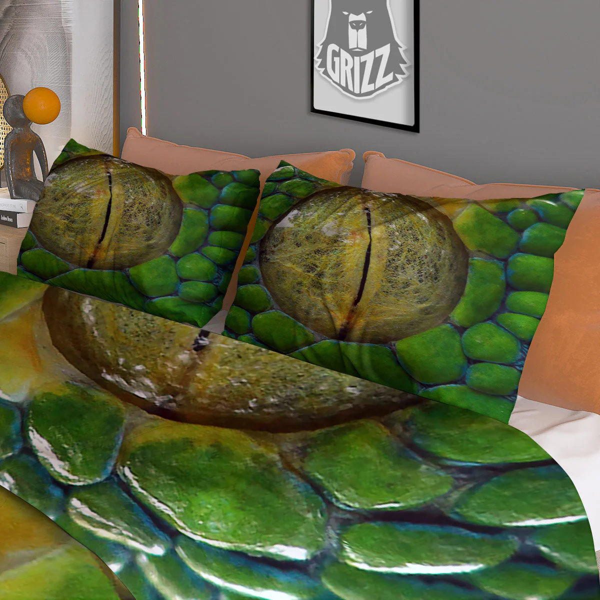 Snake Eye Green Print Duvet Cover Bedding Set - Image 3