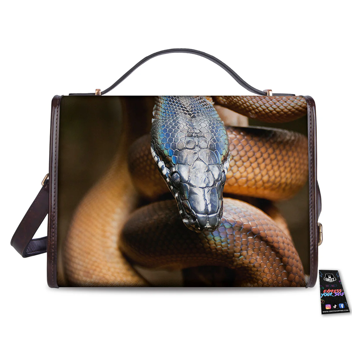 Snake Leiopython Print Women's Satchel Bag - Image 2