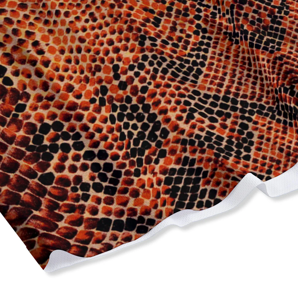 Snake Orange Print Pattern Mesh Shorts - Image 4