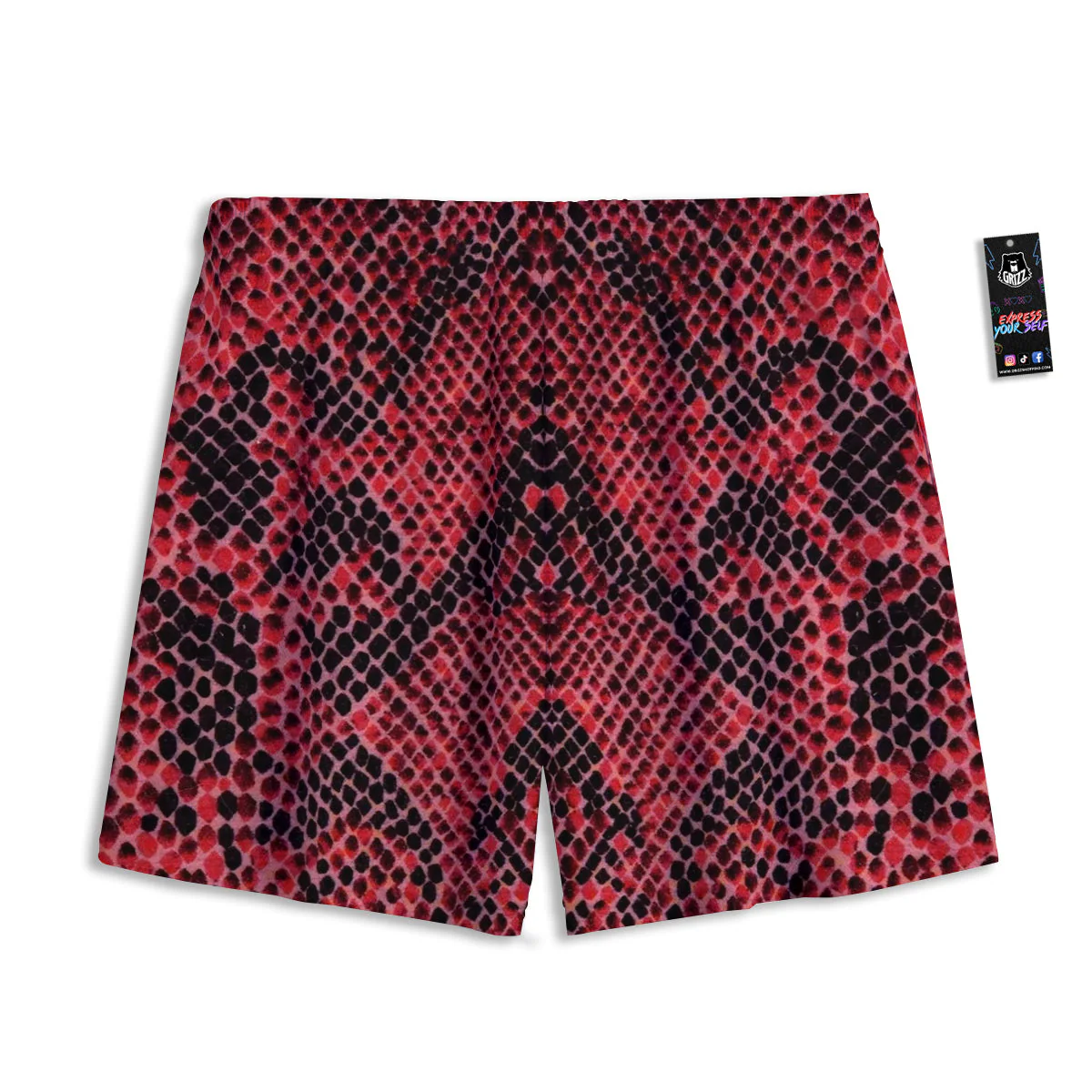 Snake Skin Black And Red Print Mesh Shorts - Image 2