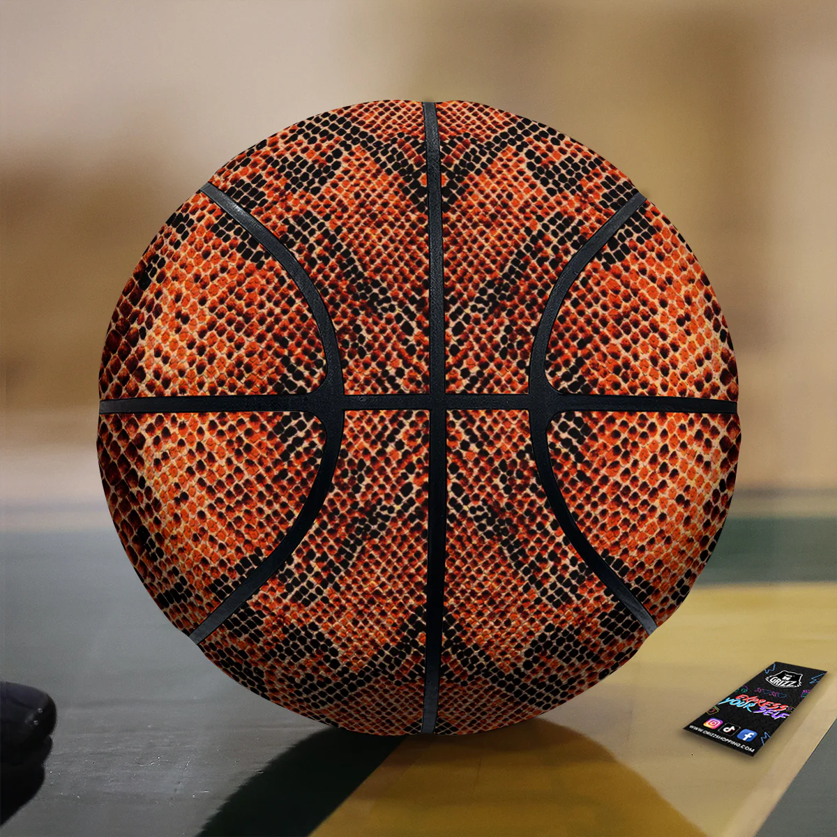 Snake Skin Black Orange Print Basketball