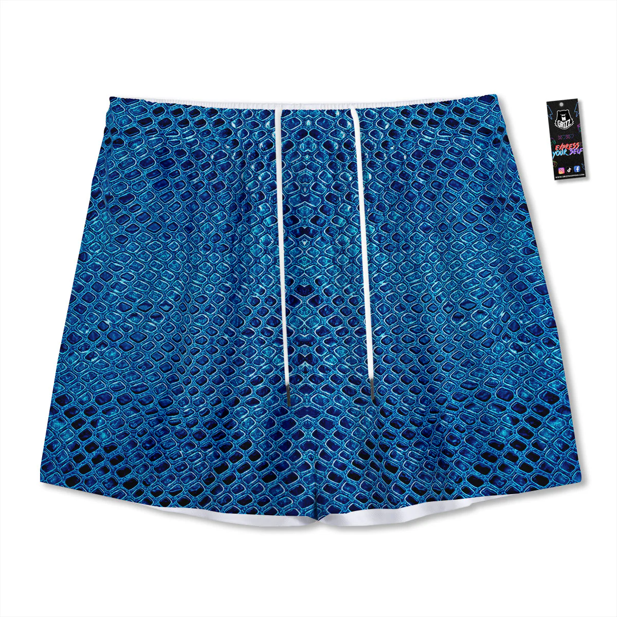 Snake Skin Blue Print Mesh Shorts