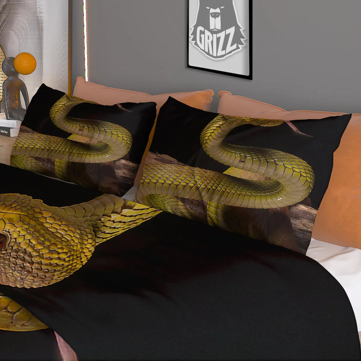 Snake Trimeresurus Albolabris Print Duvet Cover Bedding Set - Image 3