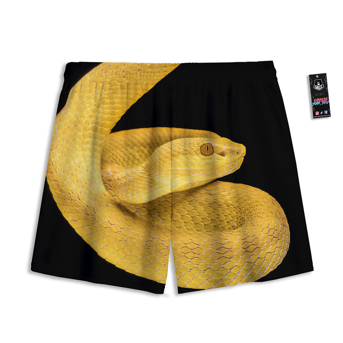 Snake Yellow Print Mesh Shorts - Image 2