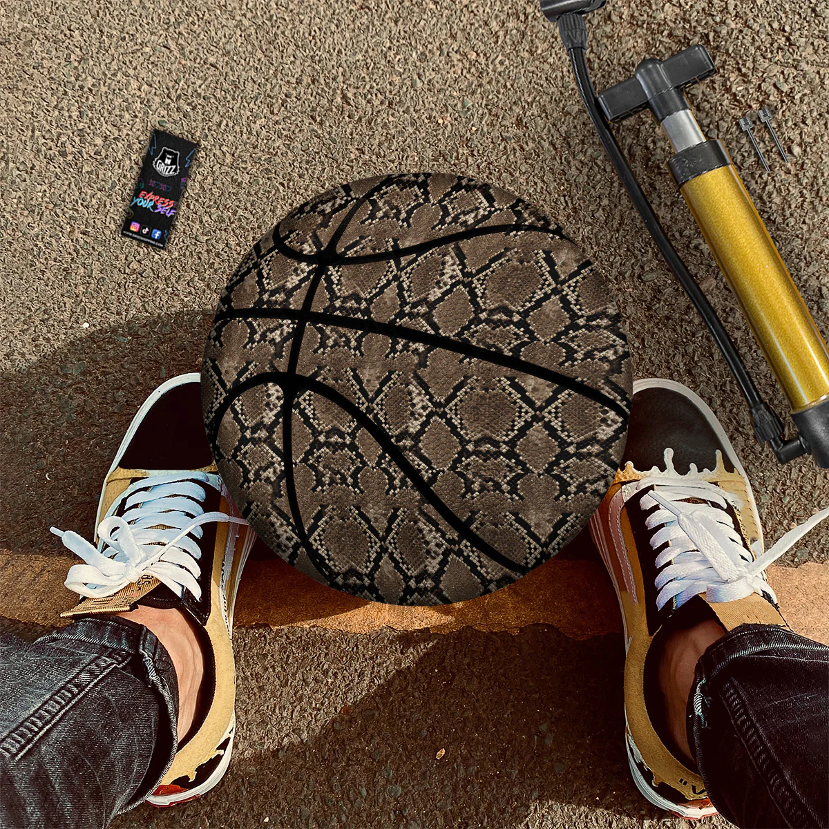 Snakeskin Black And Brown Print Basketball - Image 2