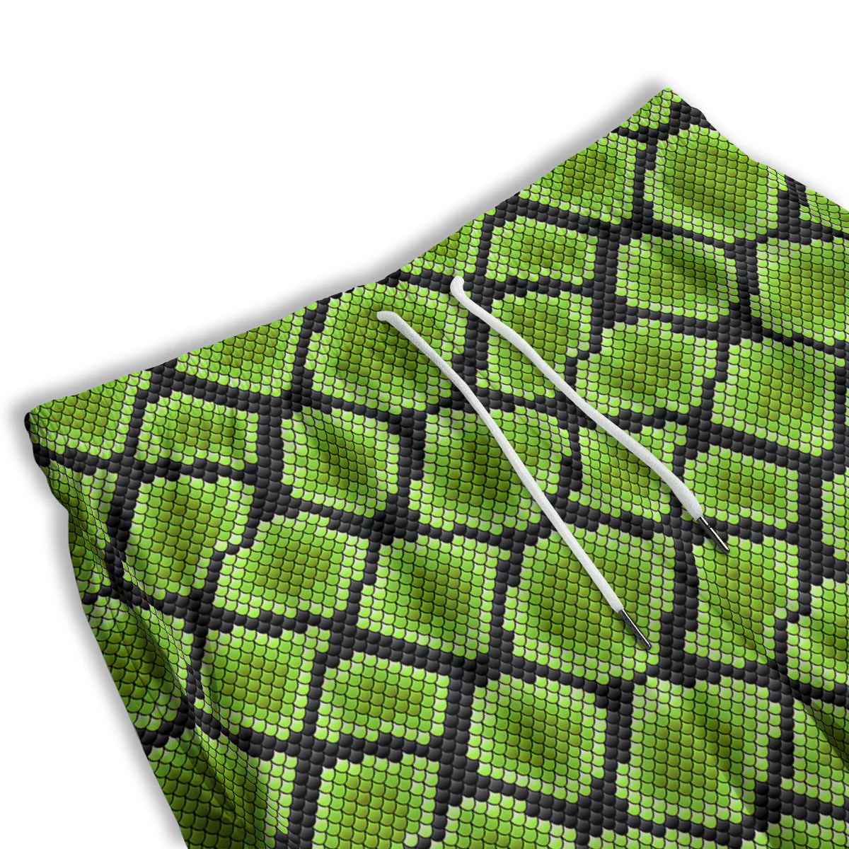 Snakeskin Black And Neon Green Print Men's Athletic Shorts - Image 3