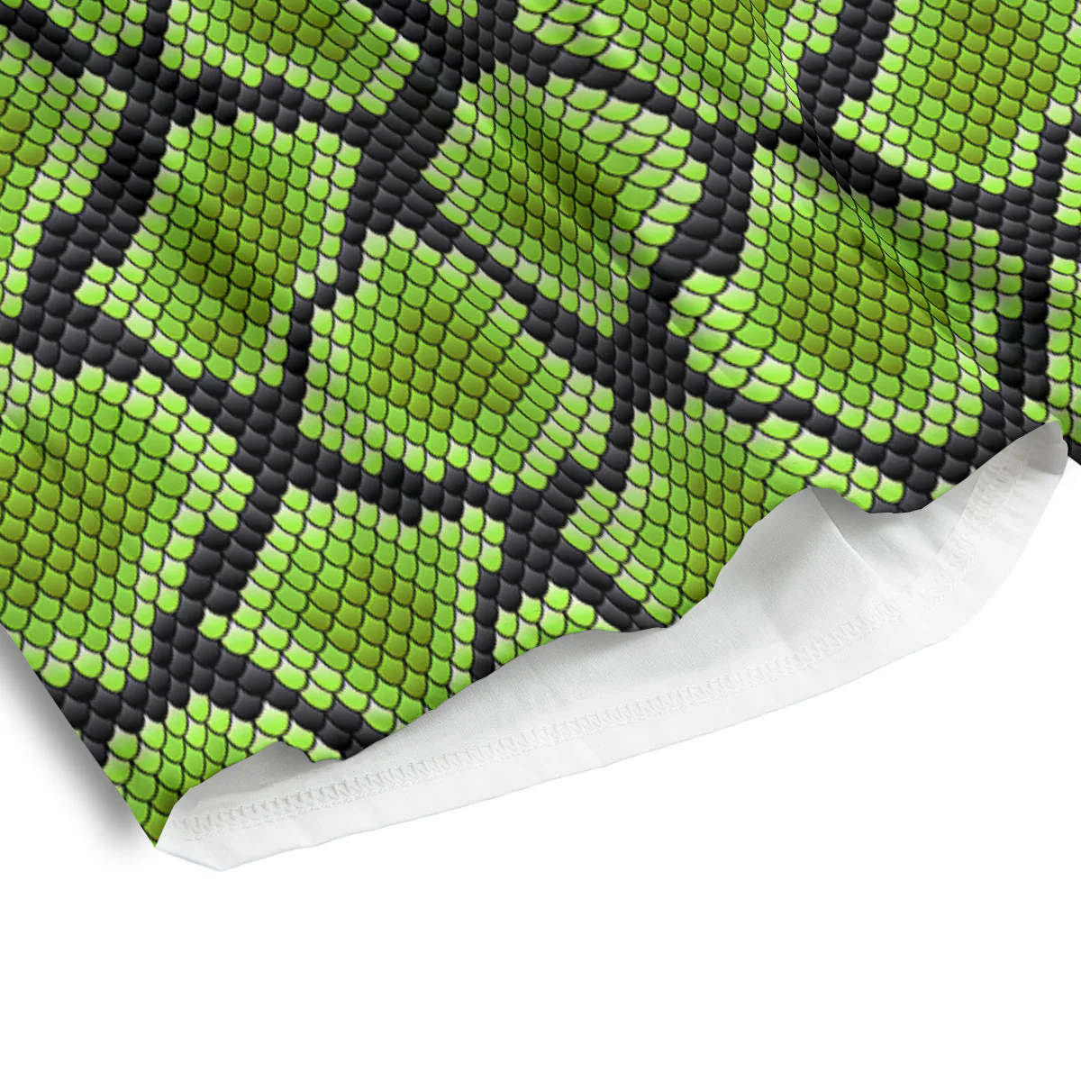 Snakeskin Black And Neon Green Print Men's Athletic Shorts - Image 4