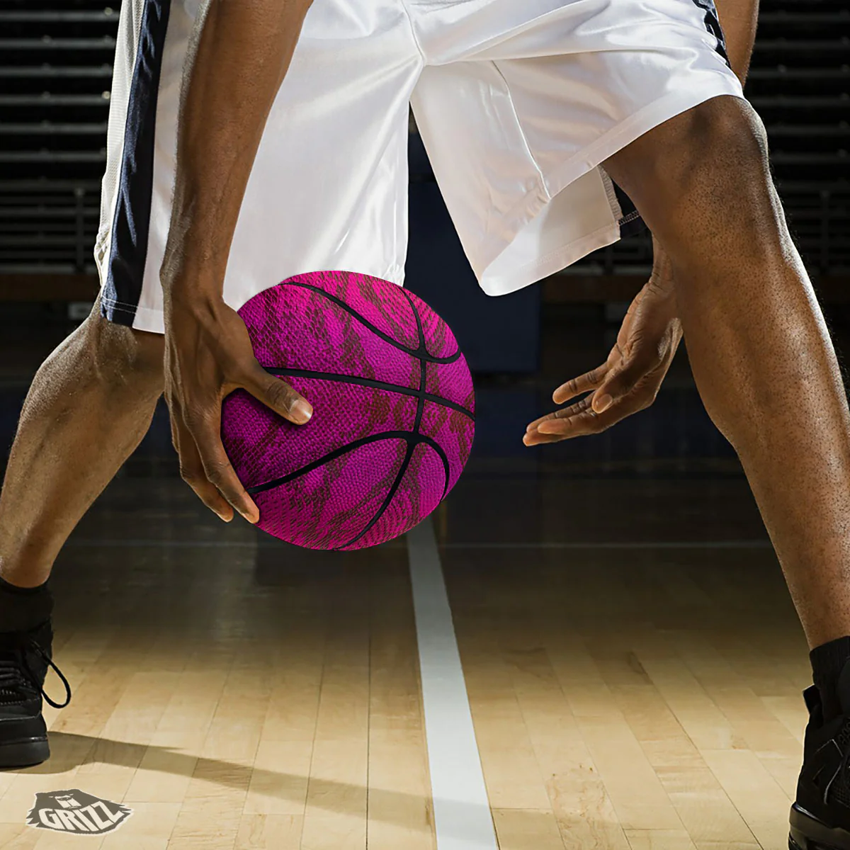 Snakeskin Black And Pink Magenta Print Basketball - Image 3
