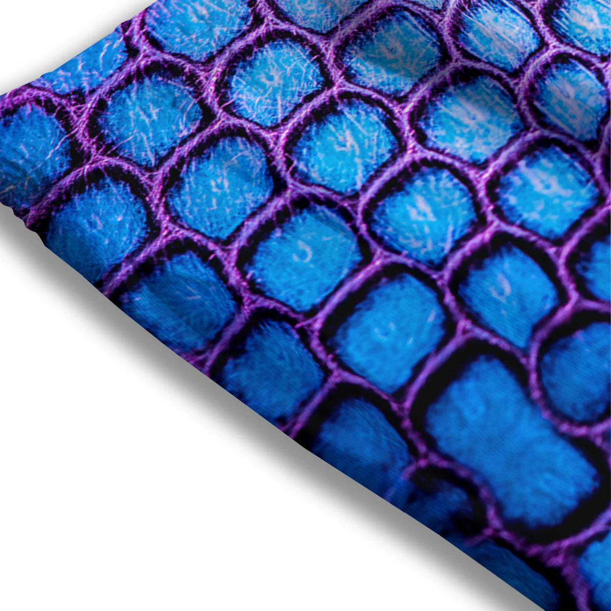 Snakeskin Blue And Purple Print Pattern Mesh Shorts - Image 3