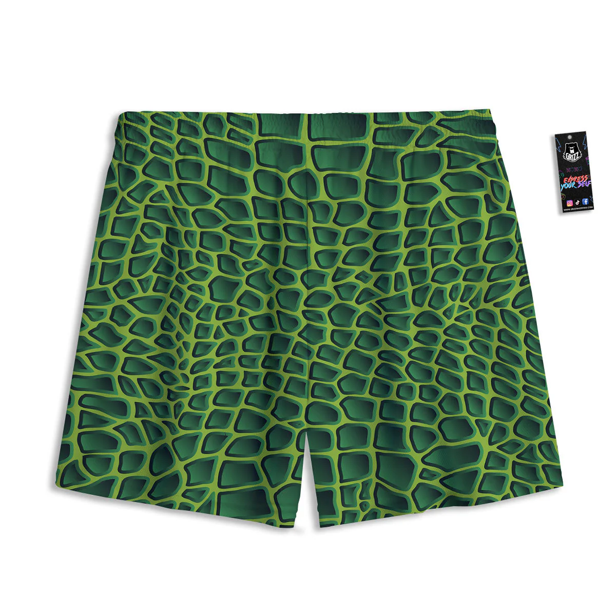 Snakeskin Green Print Mesh Shorts - Image 2