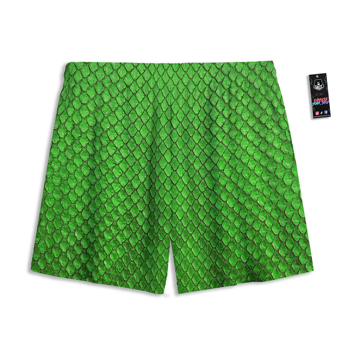 Snakeskin Python Green Print Mesh Shorts - Image 2