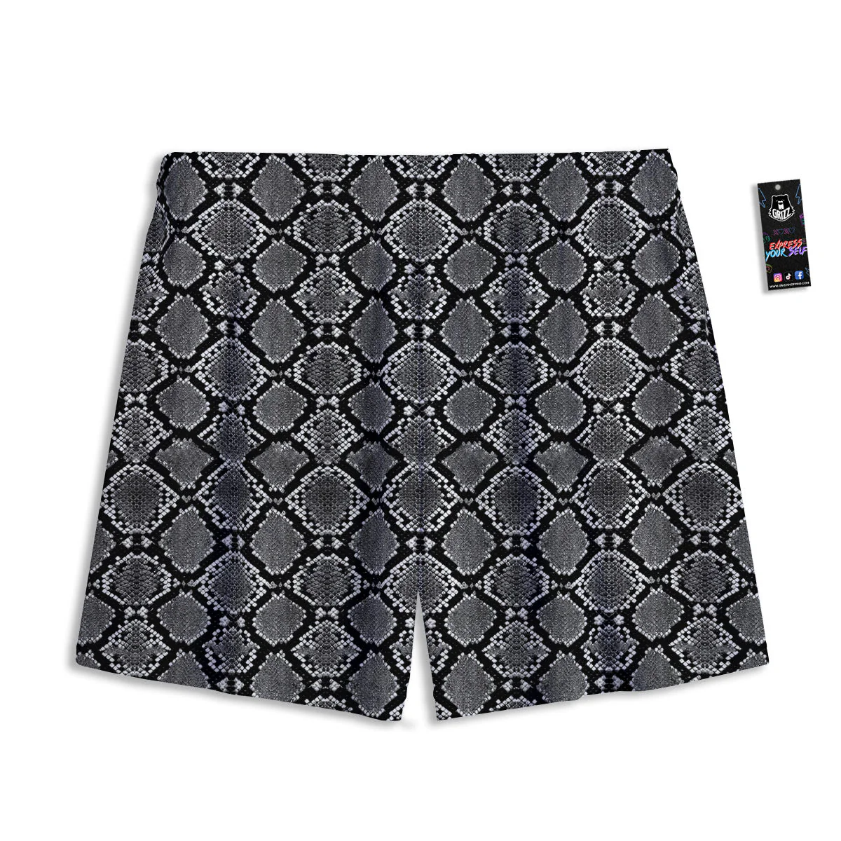 Snakeskin White And Black Print Mesh Shorts - Image 2