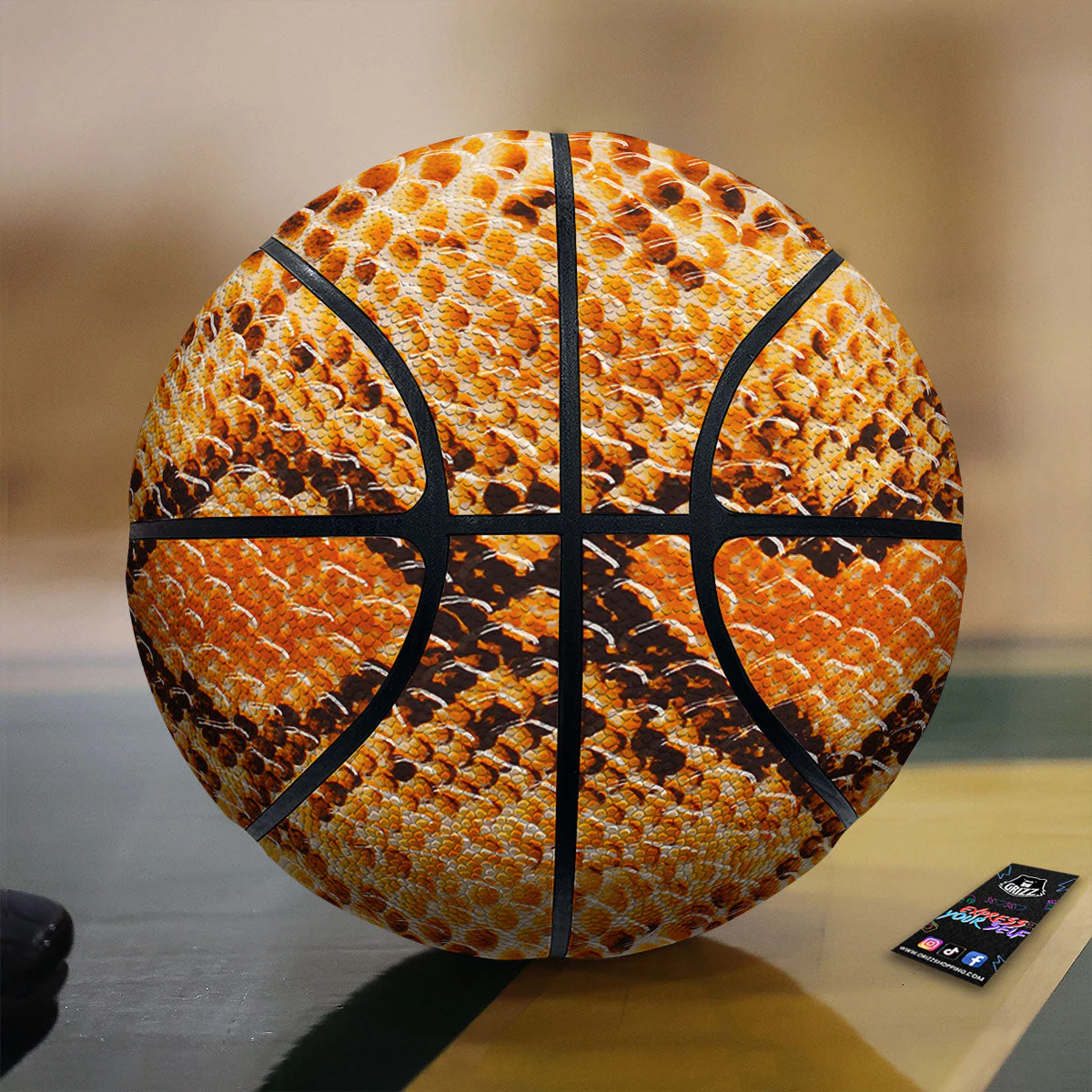 Snakeskin Yellow And Brown Print Basketball