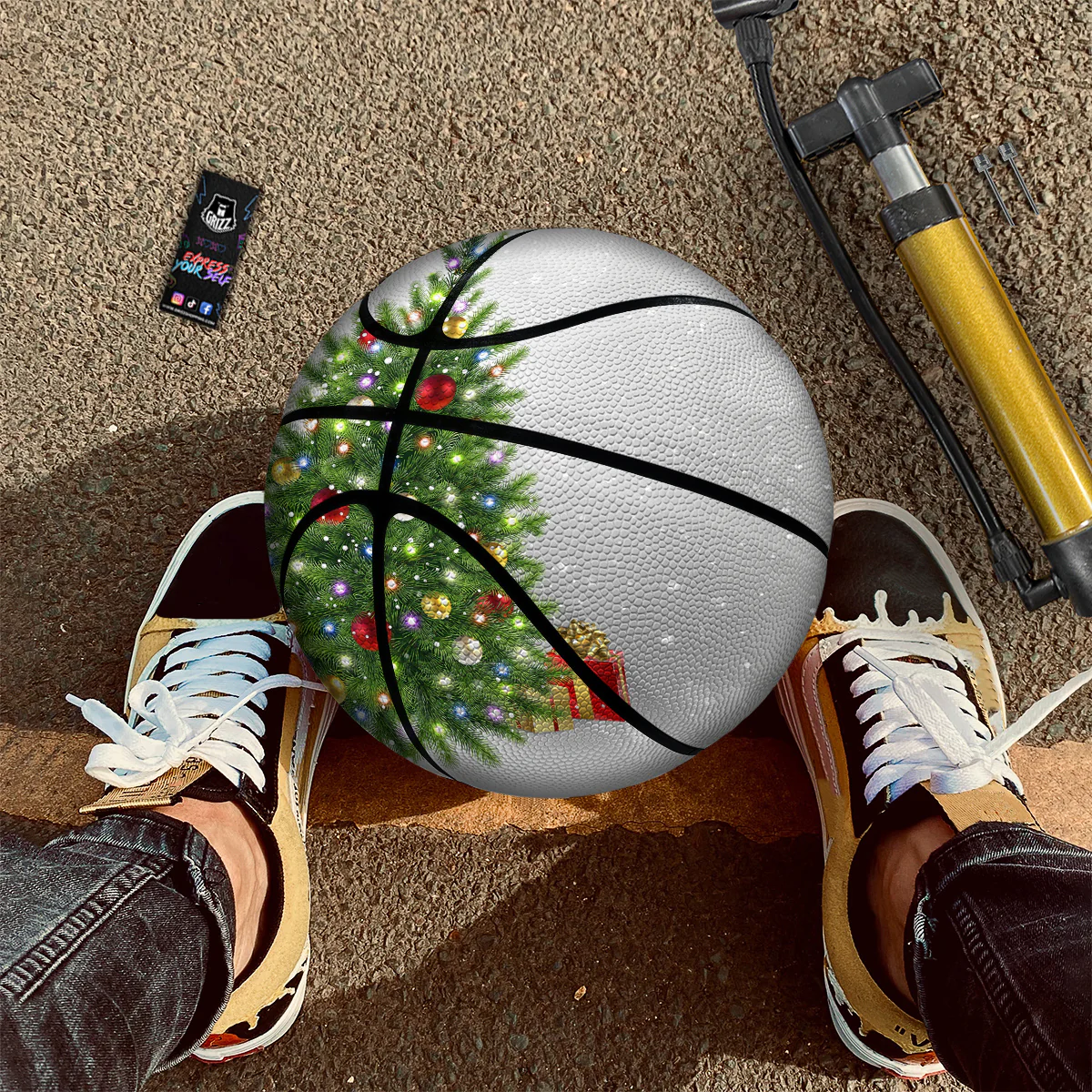 Snow And Christmas Tree Print Basketball - Image 2