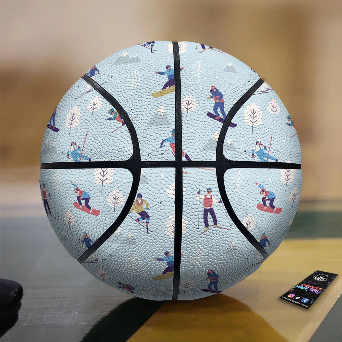 Snowboard And Ski Print Pattern Basketball