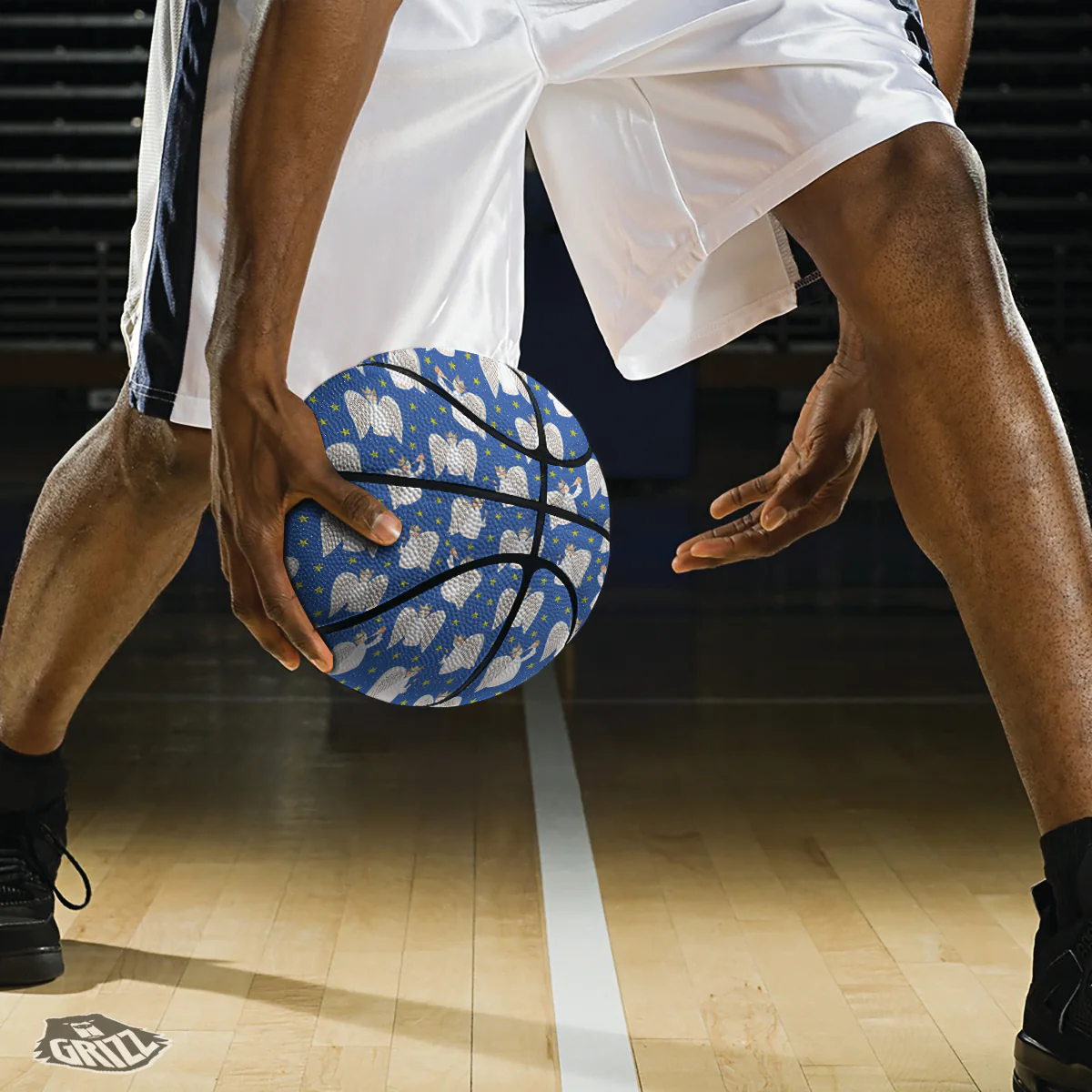 Snowflake And Angel Print Pattern Basketball - Image 3