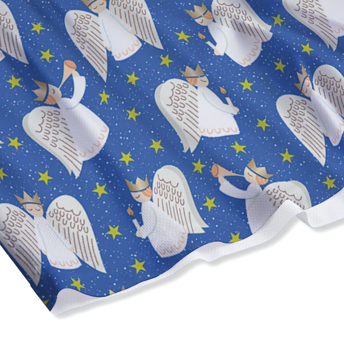 Snowflake And Angel Print Pattern Mesh Shorts - Image 4