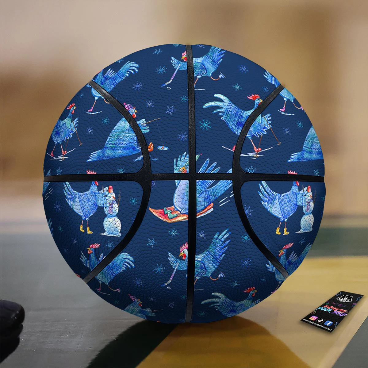 Snowflake And Rooster Print Pattern Basketball