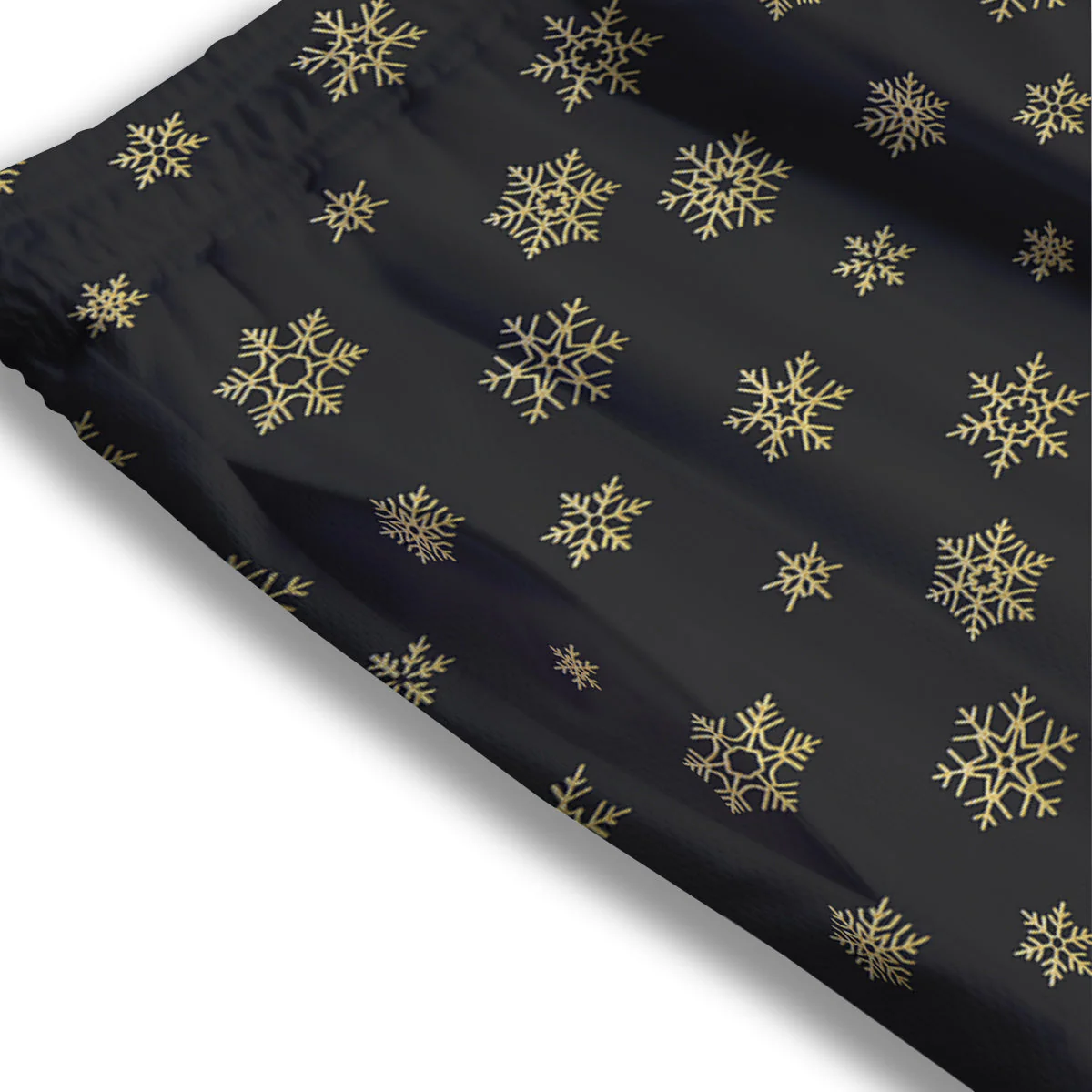 Snowflake Gold And Black Print Pattern Mesh Shorts - Image 3
