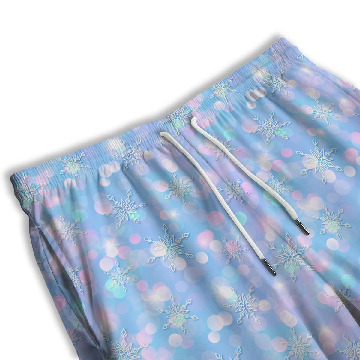 Snowflake Pastel Color Print Pattern Men's Athletic Shorts - Image 3