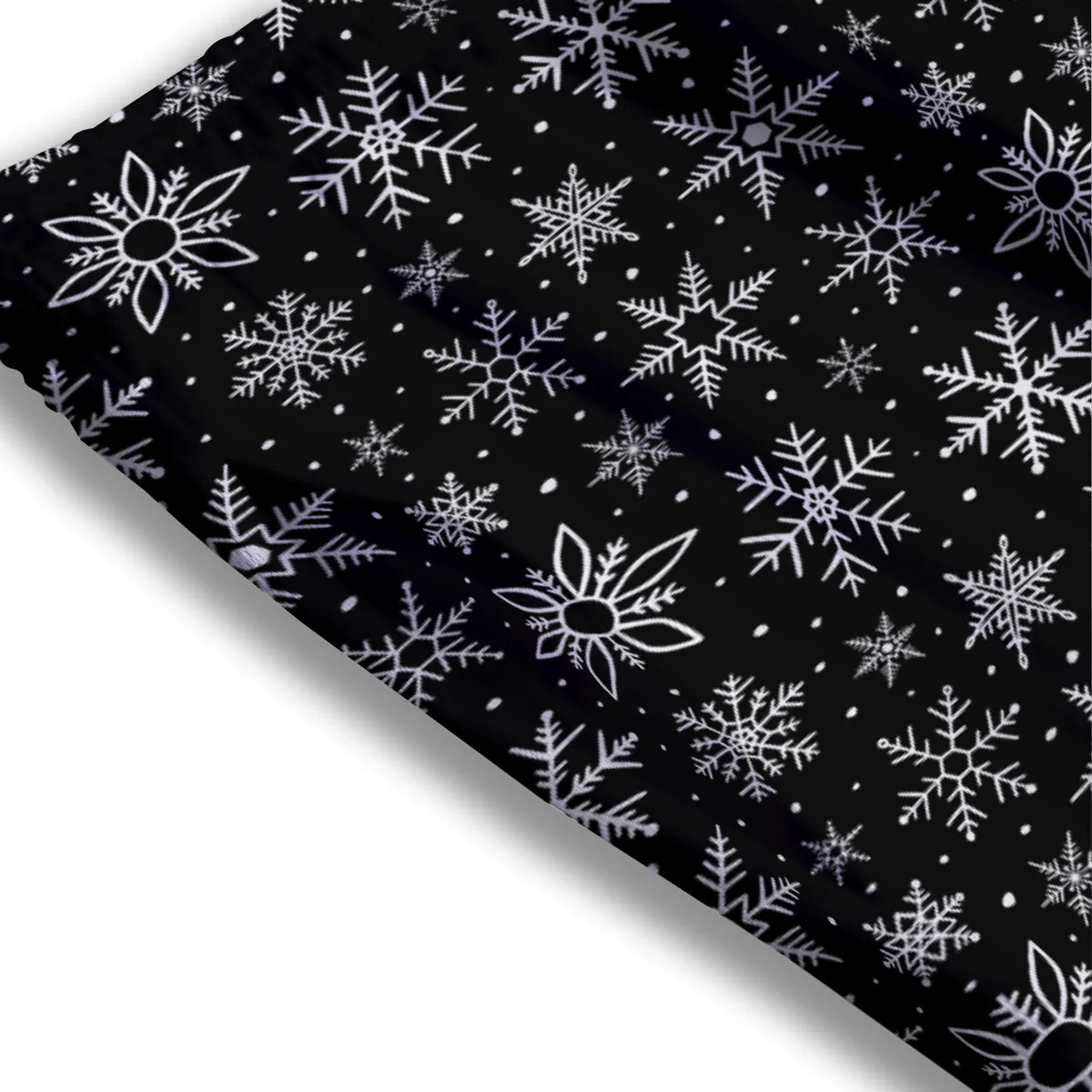 Snowflake White And Black Print Pattern Mesh Shorts - Image 3