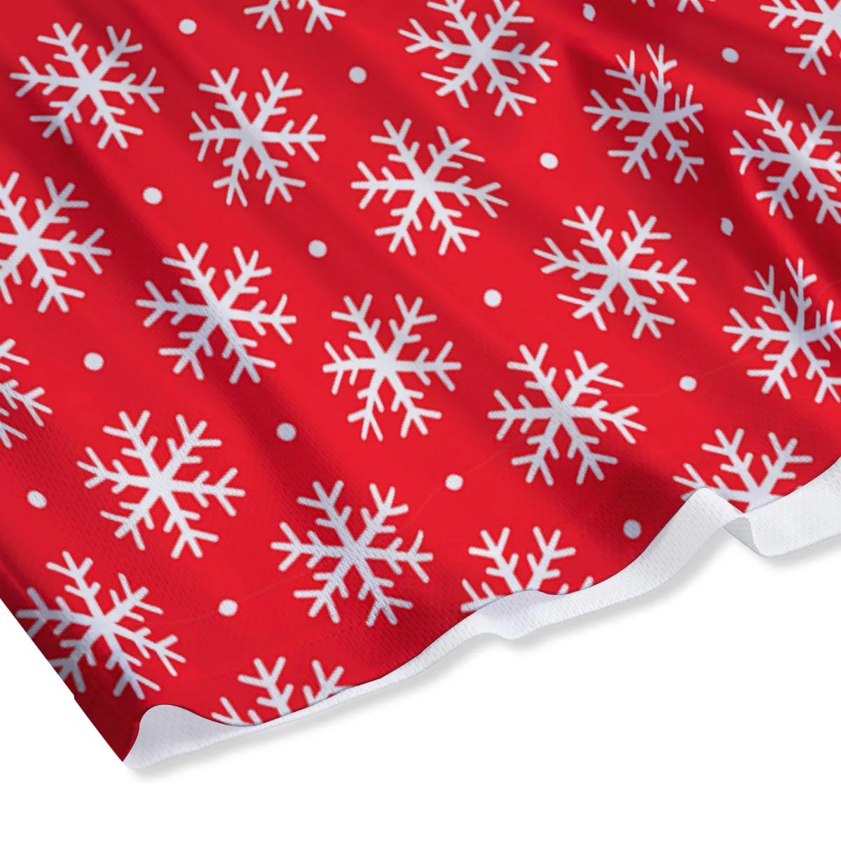 Snowflake White And Red Print Pattern Mesh Shorts - Image 4