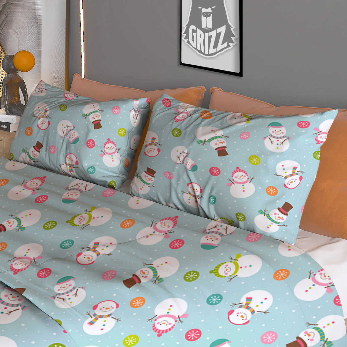 Snowman Cute Print Pattern Duvet Cover Bedding Set - Image 3