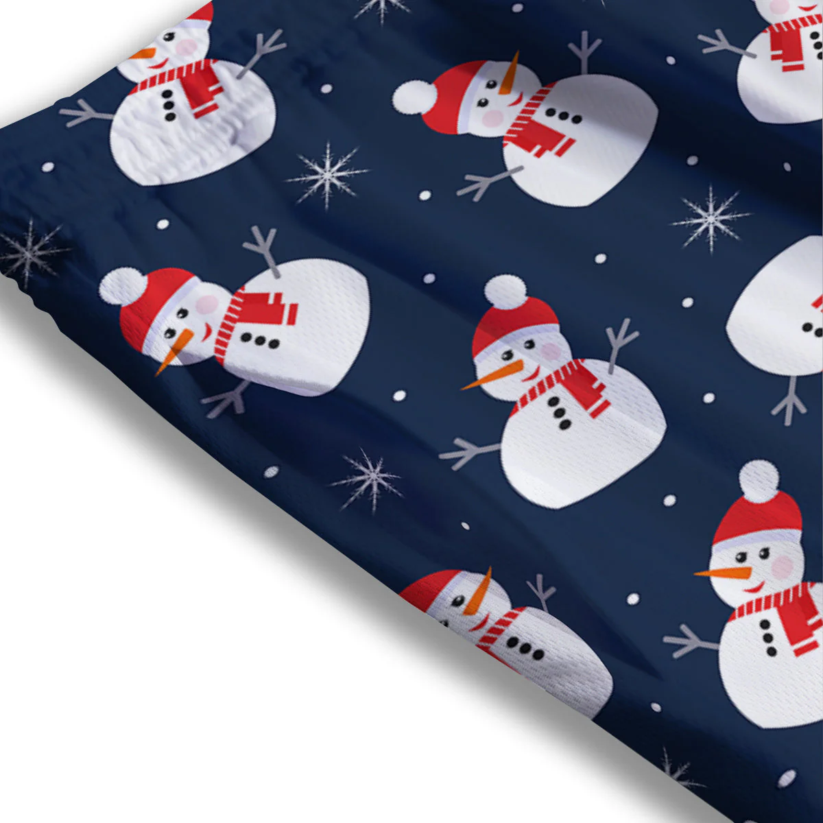 Snowman Print Pattern Mesh Shorts - Image 3