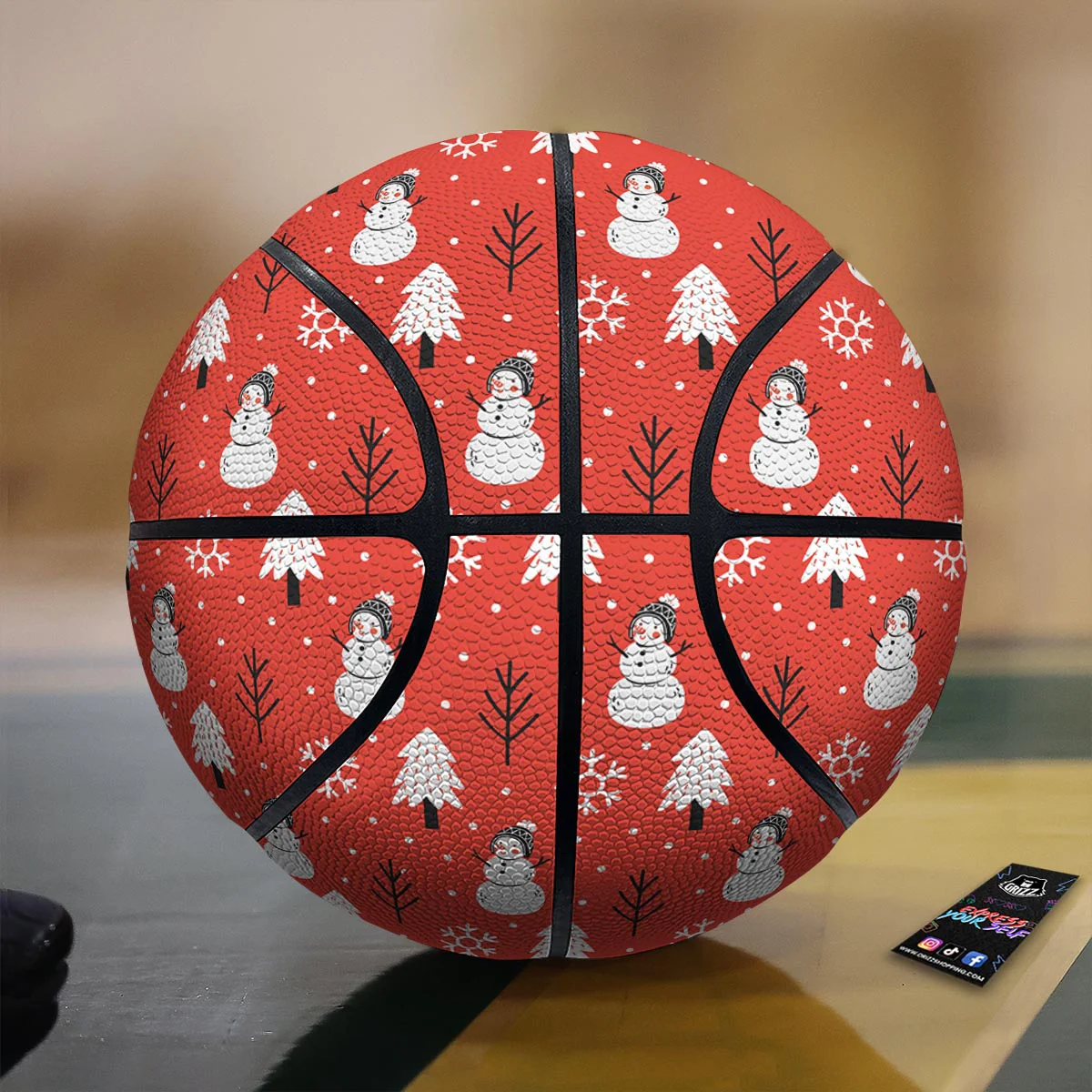 Snowman Red Print Pattern Basketball