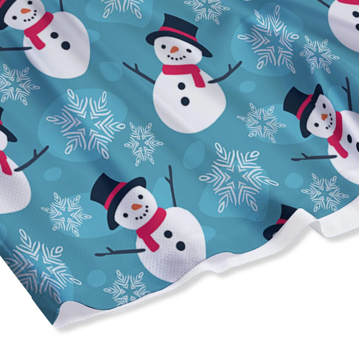 Snowman Teal Print Pattern Mesh Shorts - Image 4