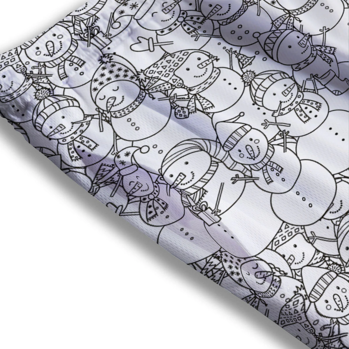 Snowman White And Black Print Pattern Mesh Shorts - Image 3