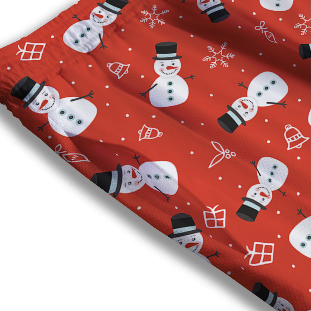 Snowman Xmas Print Pattern Mesh Shorts - Image 3