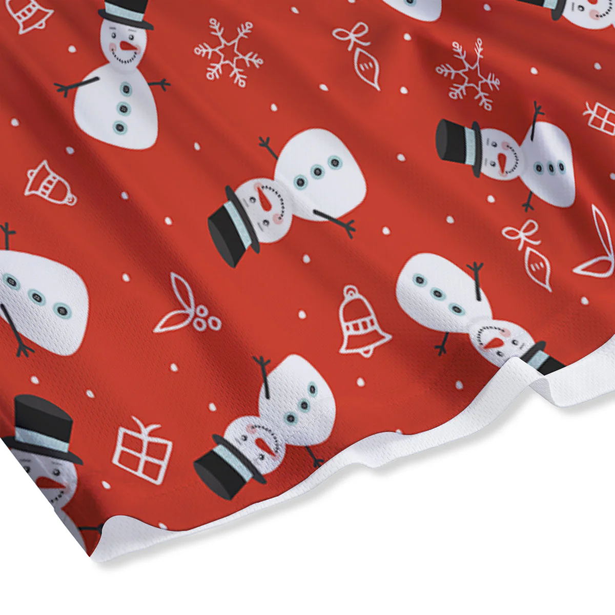 Snowman Xmas Print Pattern Mesh Shorts - Image 4
