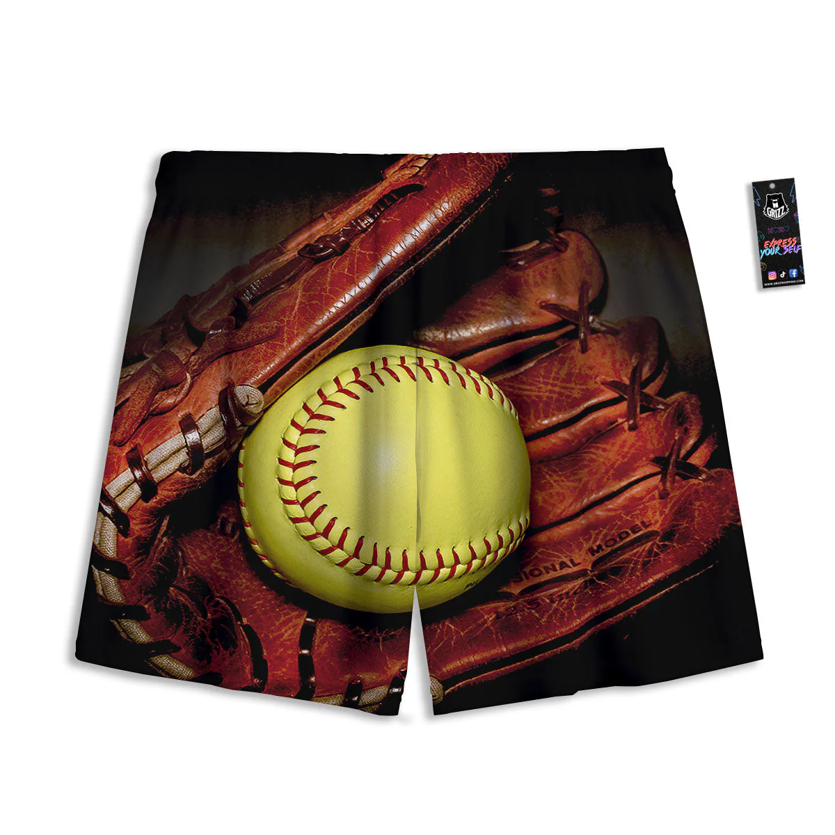 Softball Yellow Print Mesh Shorts - Image 2