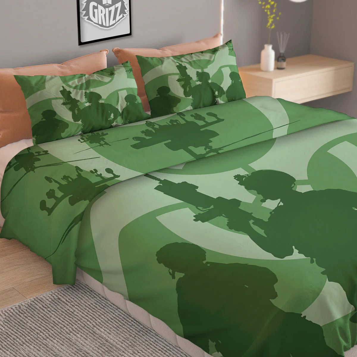 Soldiers And Biohazard Print Duvet Cover Bedding Set - Image 2