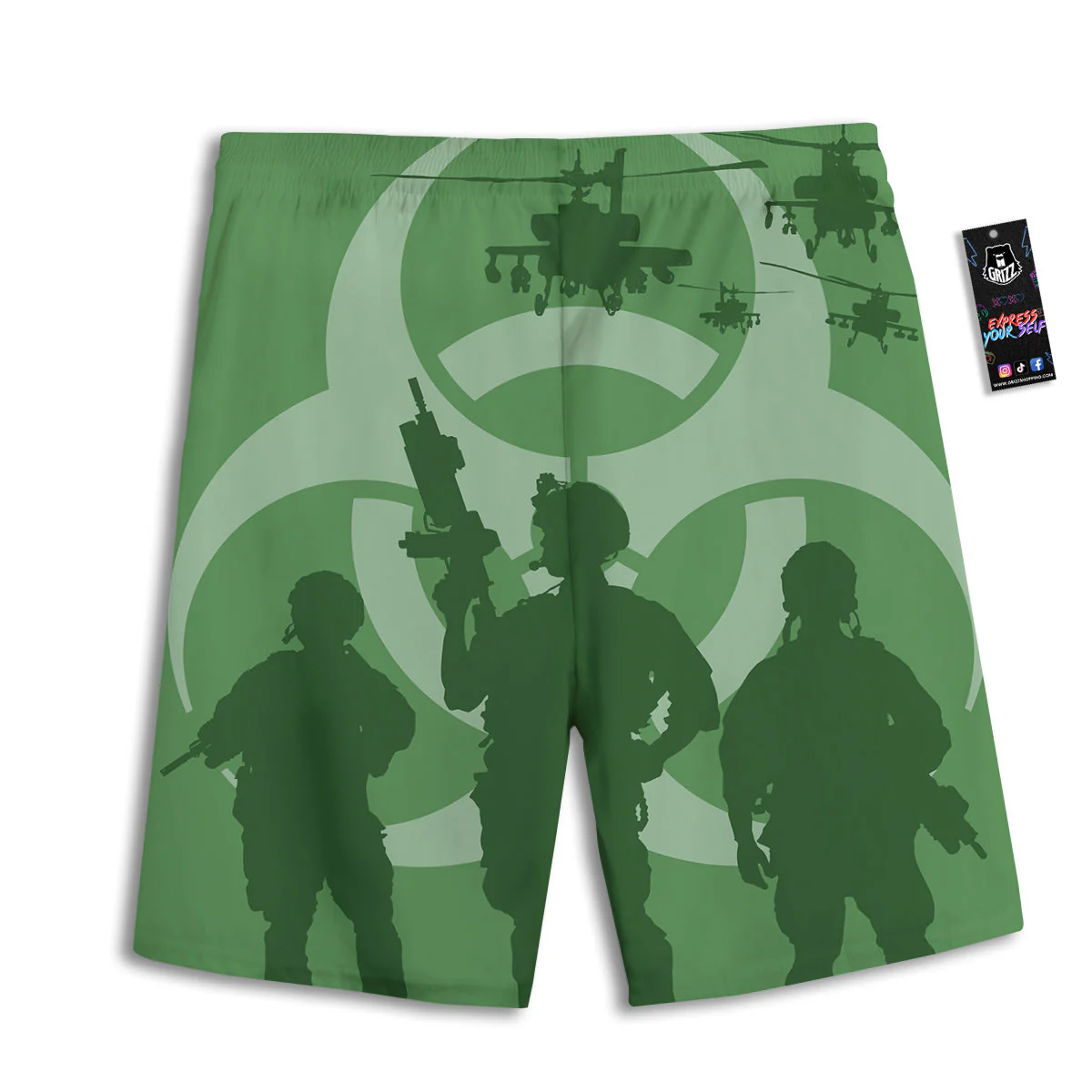 Soldiers And Biohazard Print Men's Athletic Shorts - Image 2