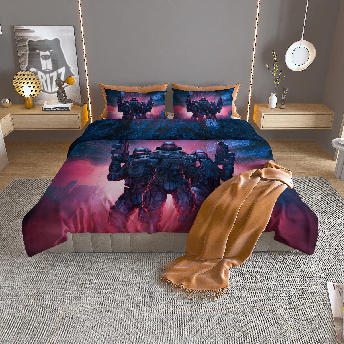 Soldiers Cyberpunk Print Duvet Cover Bedding Set