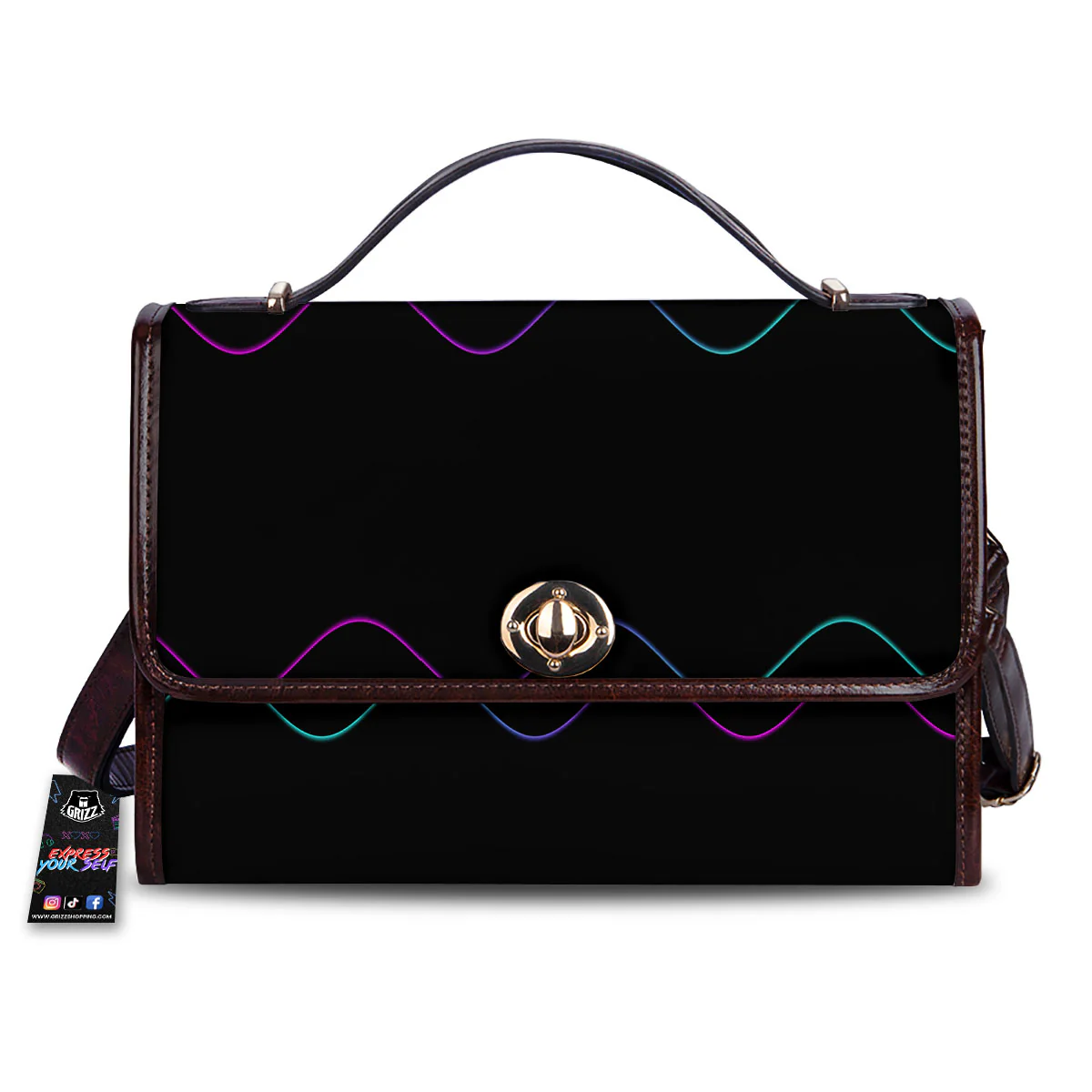 Sound Wave Teal And Purple Black Print Women's Satchel Bag