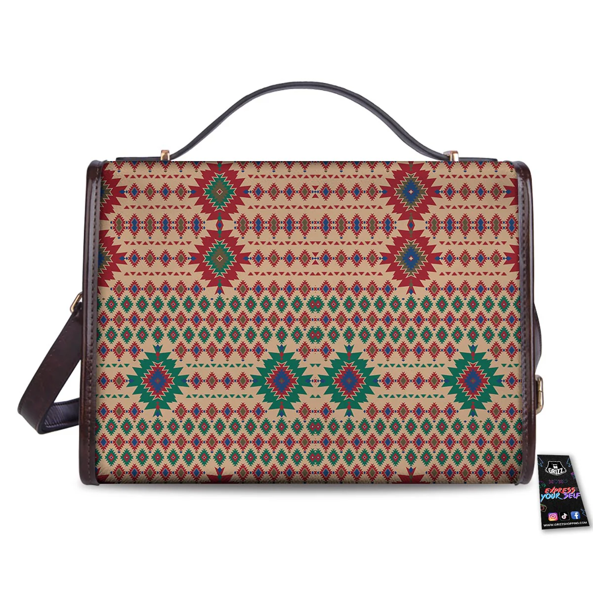 Southwestern Beige And Red Print Pattern Women's Satchel Bag - Image 2