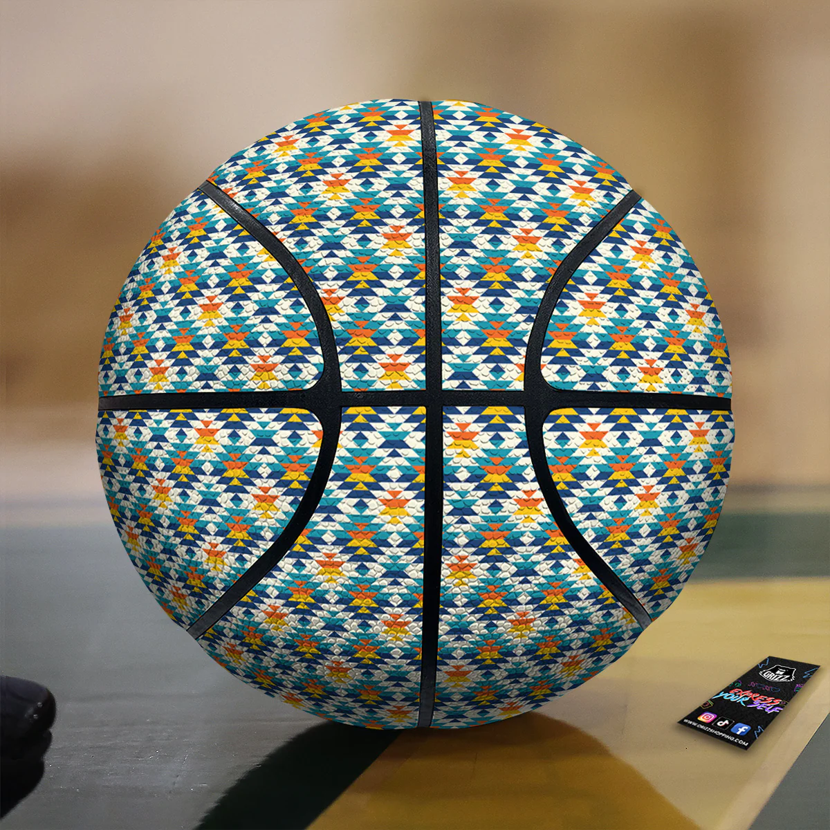 Southwestern Orange And Blue Print Basketball