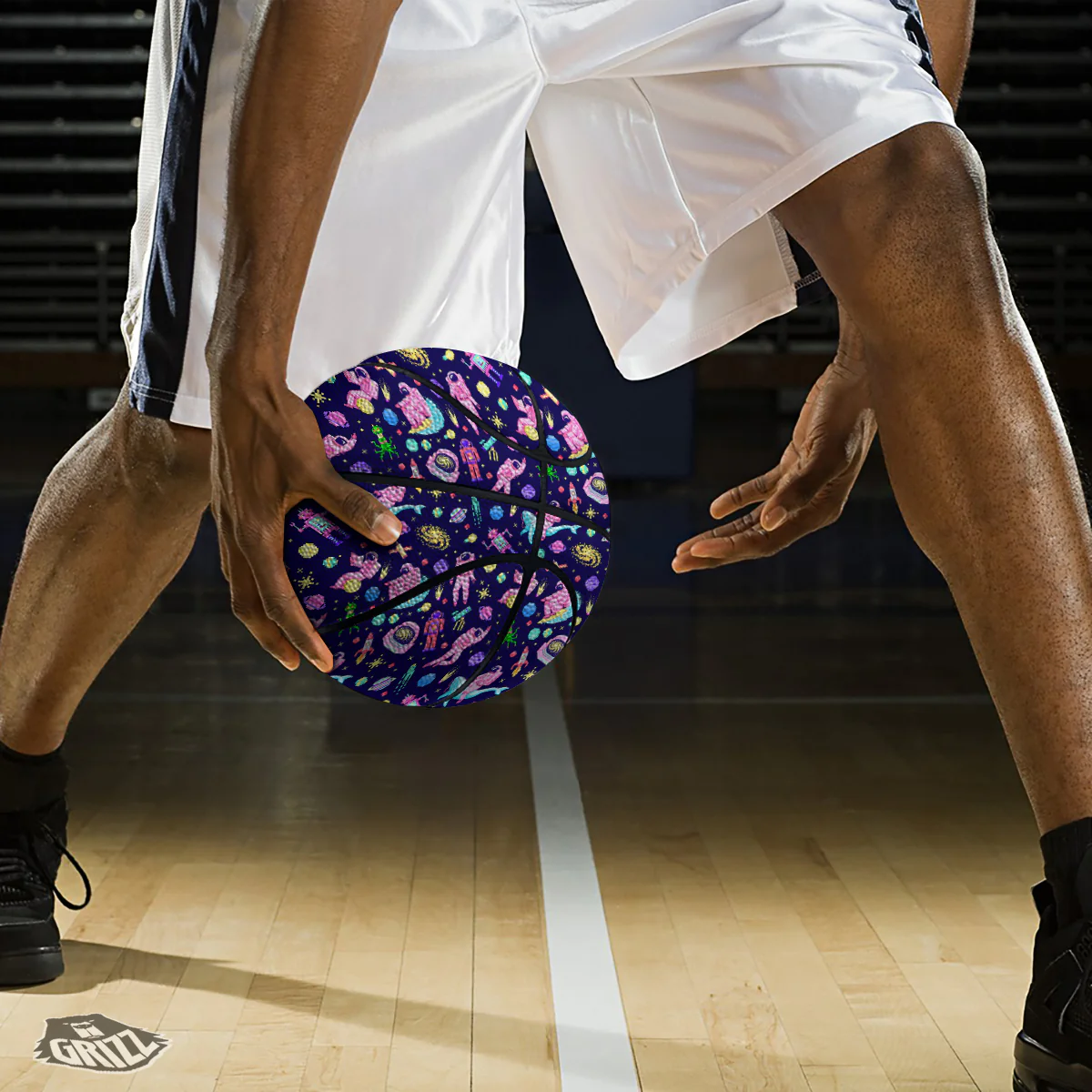 Space Astronaut 8 Bit Print Pattern Basketball - Image 3