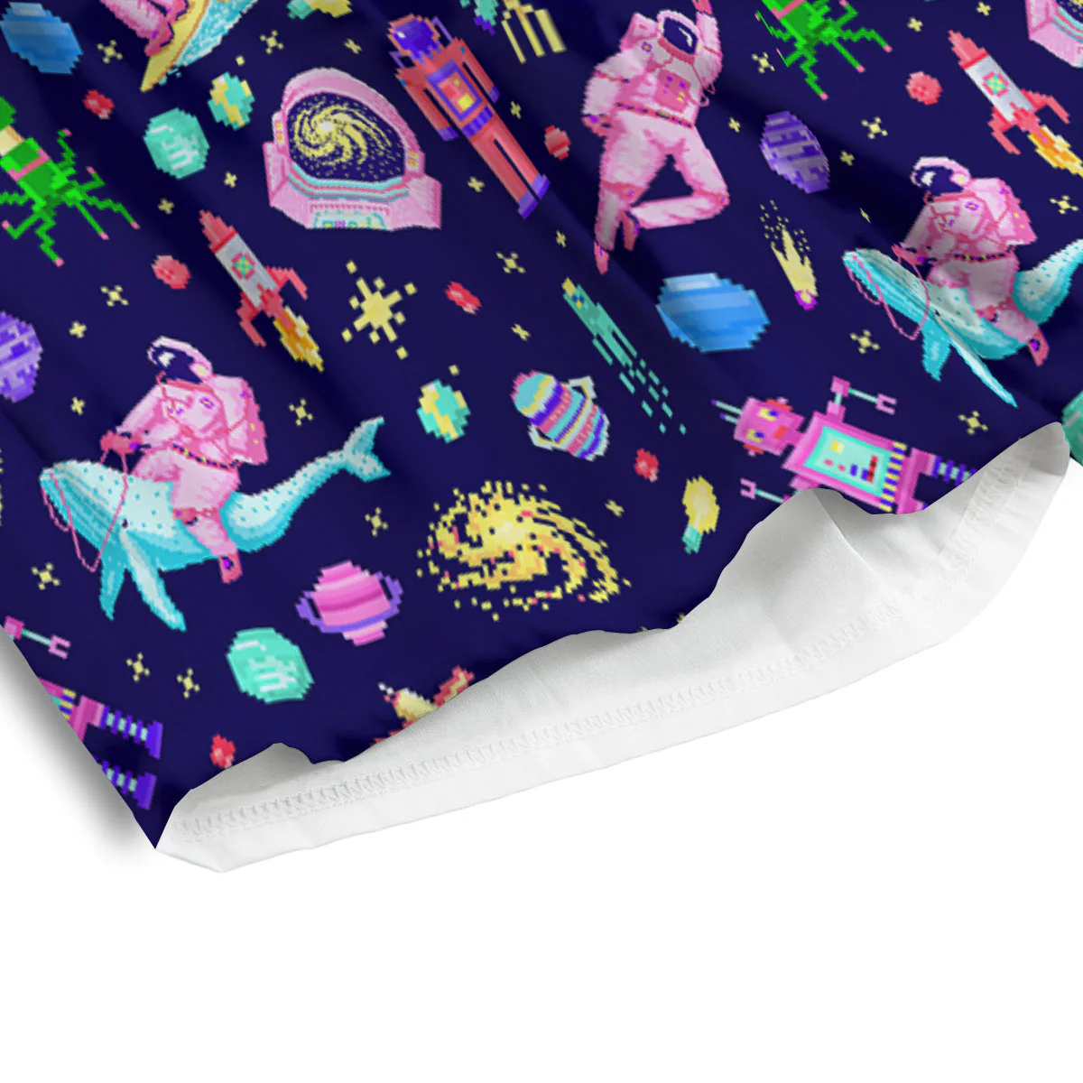 Space Astronaut 8 Bit Print Pattern Men's Athletic Shorts - Image 4