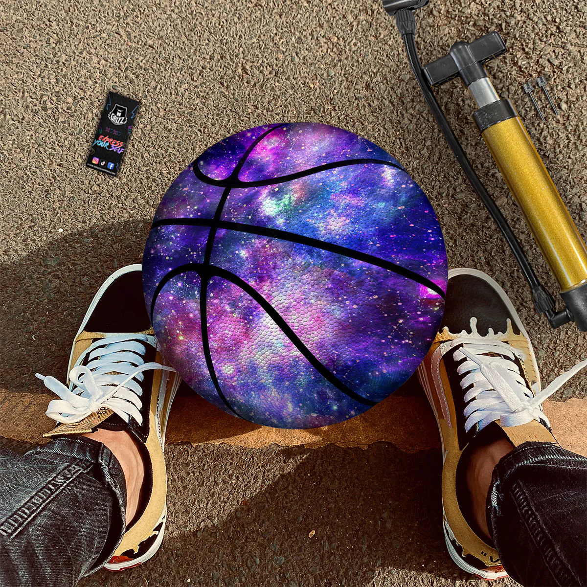 Space Blue Starfield Purple Galaxy Print Basketball - Image 2