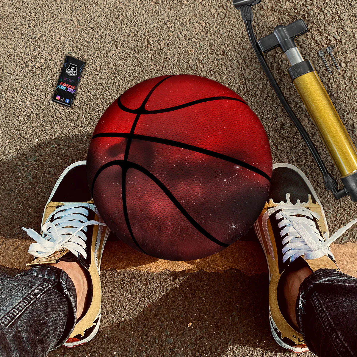 Space Cloud Red Galaxy Print Basketball - Image 2