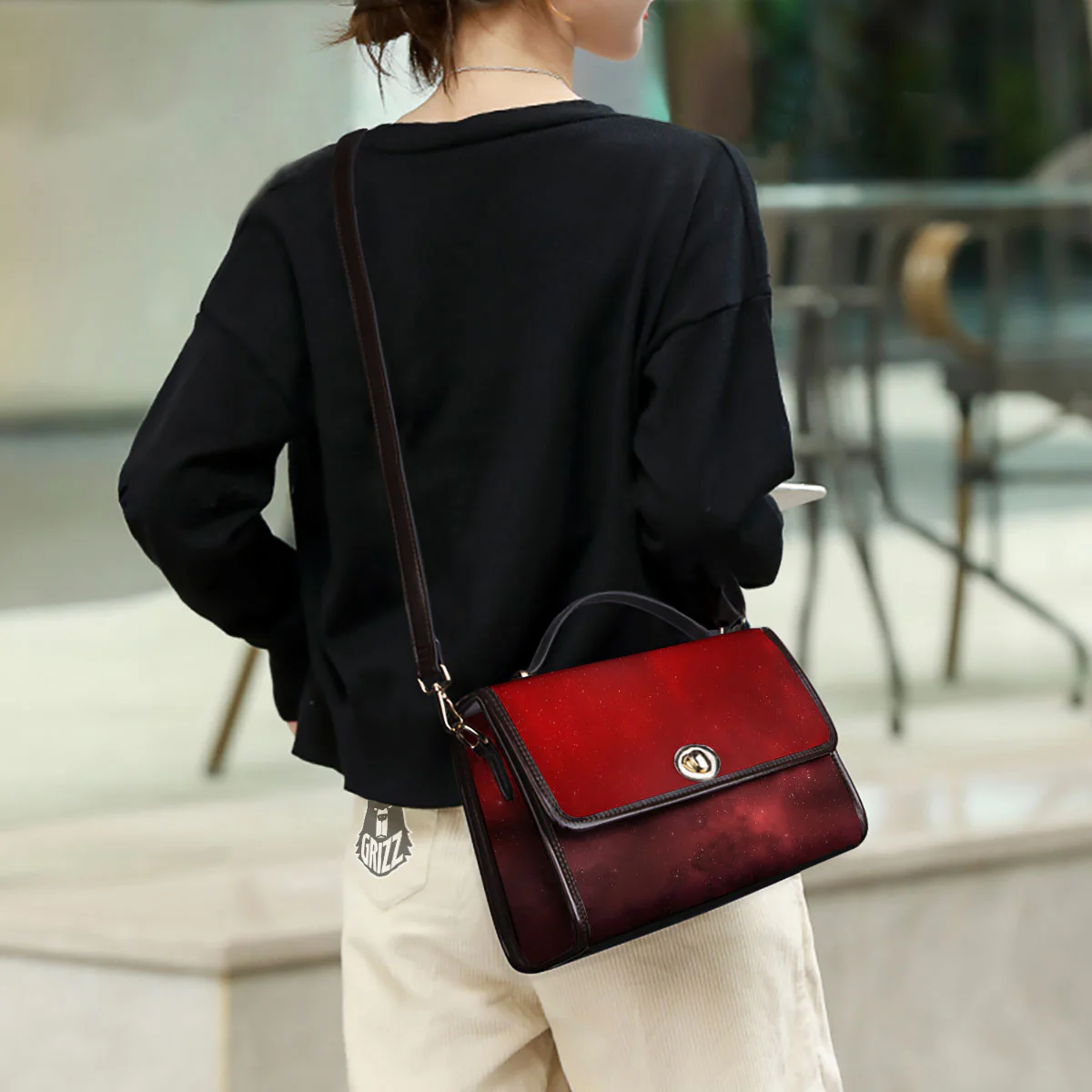 Space Cloud Red Galaxy Print Women's Satchel Bag - Image 3