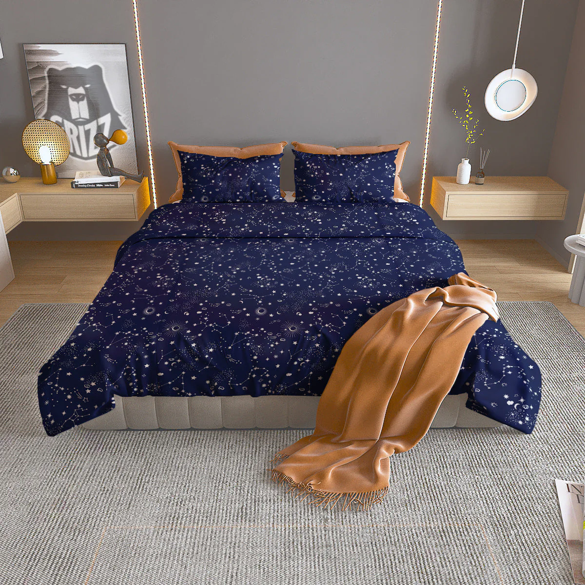 Space Constellation Print Pattern Duvet Cover Bedding Set